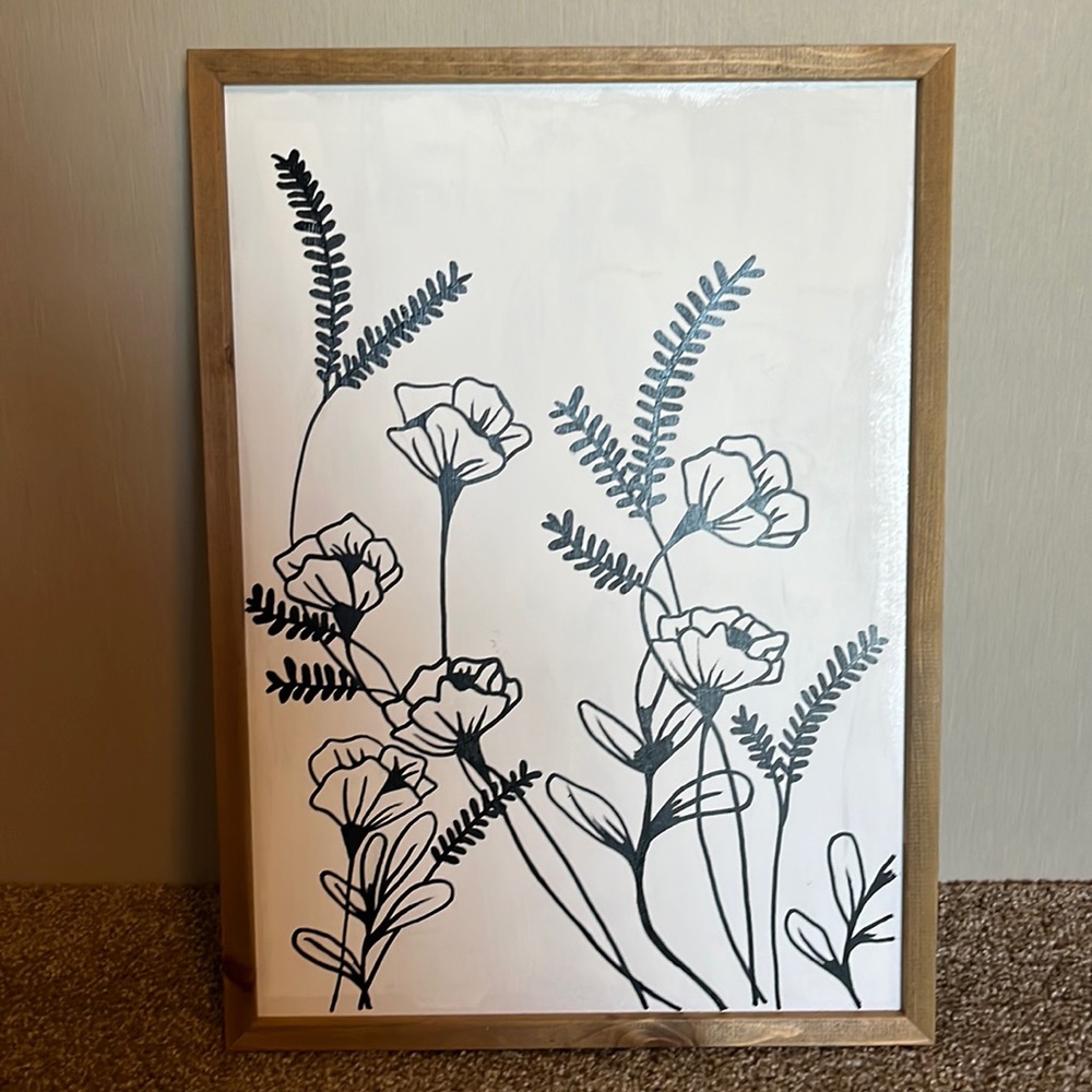 Hand painted wall art over hobby lobby frame